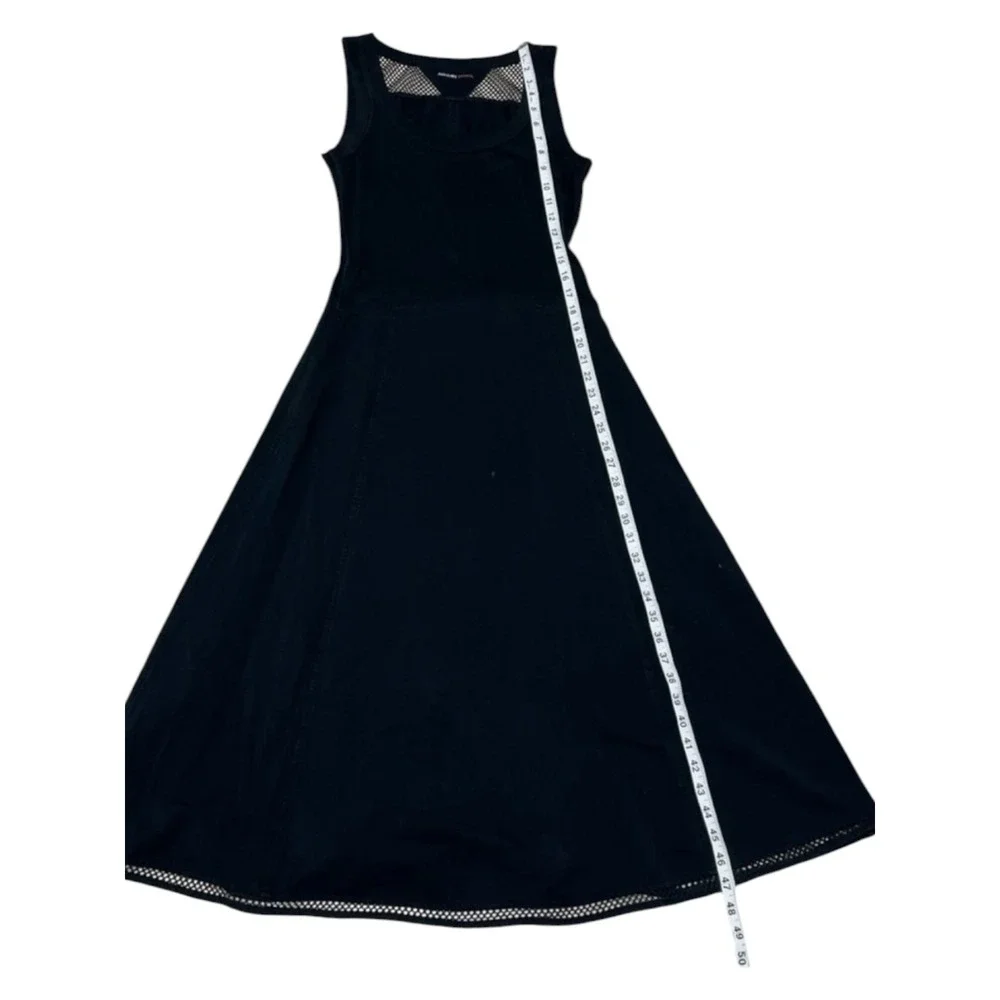 Marc Cain Sports Black Midi Dress Sleeveless Mesh Back Fit & Flare